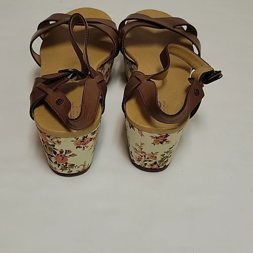 Bass Ophelia cognac leather platform sandals sz 10